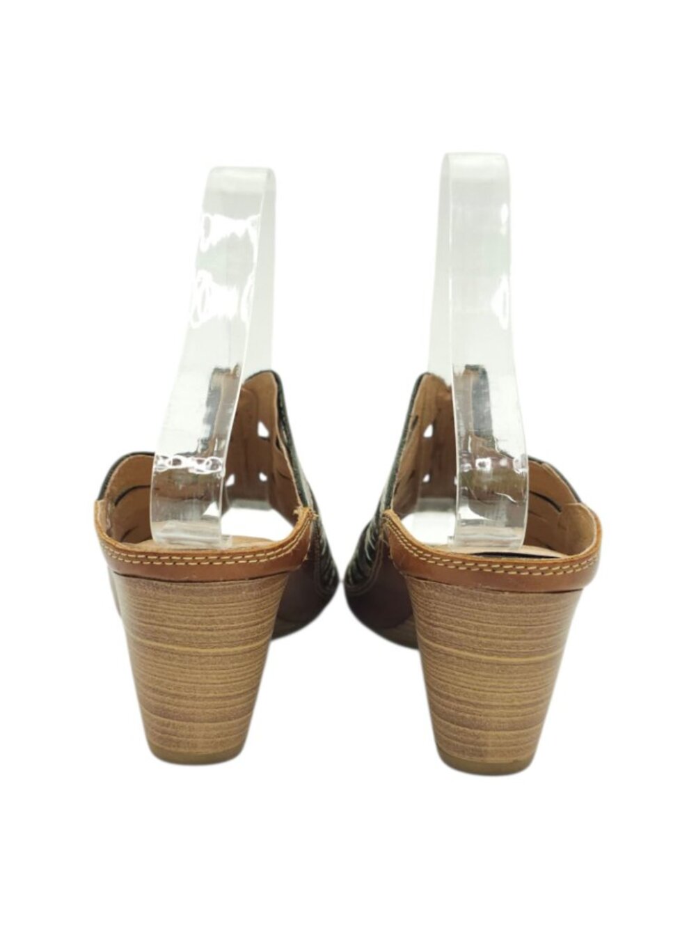Pikolinos Capri Leather Wedge Sandals Womens 5.5 Open Toe Slide Mule Black Shoes - Picture 4 of 13